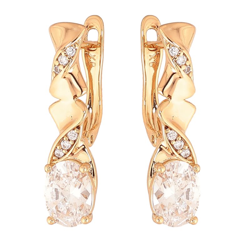 Серьги Xuping цвет позолота 18K английский замок узор с кристаллами фото №1