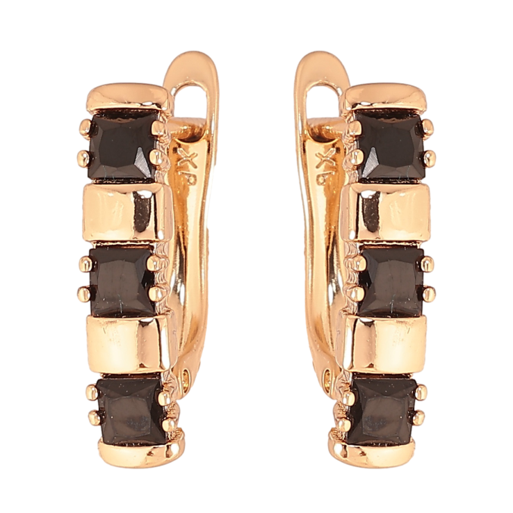 Серьги Xuping цвет позолота 18K английский замок узор с черными кристаллами фото №20 Серьги Xuping цвет позолота 18K английский замок узор с черными кристаллами фото №20