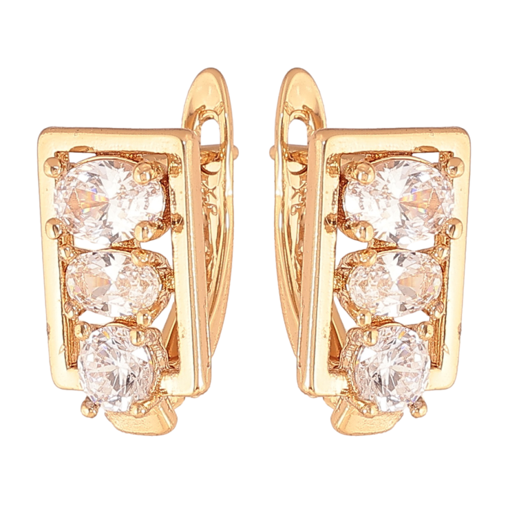 Сережки Xuping колір позолота 18K англійський замок візерунок з кристалами фото №8