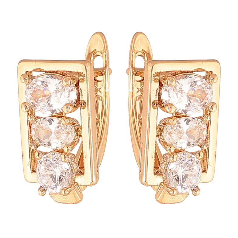 Серьги Xuping цвет позолота 18K английский замок узор с кристаллами фото №1 Серьги Xuping цвет позолота 18K английский замок узор с кристаллами фото №1