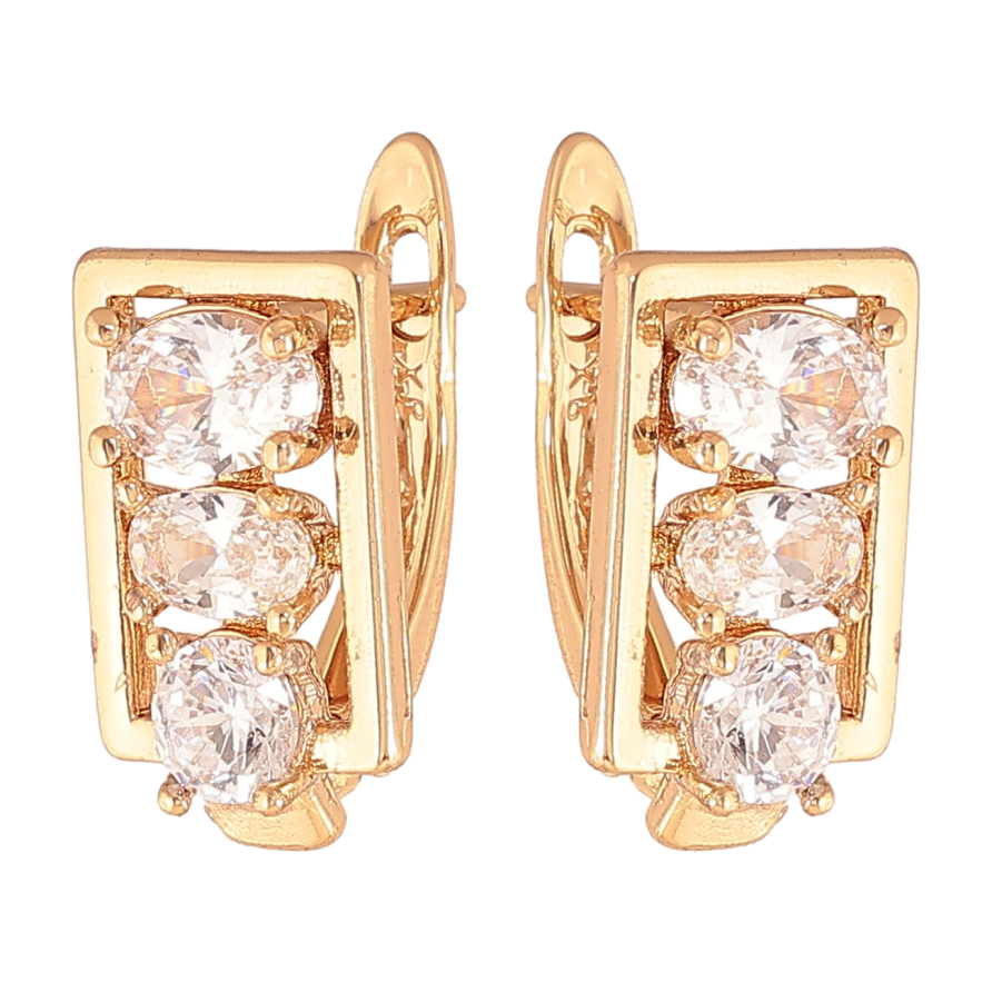 Серьги Xuping цвет позолота 18K английский замок узор с кристаллами фото №1 Серьги Xuping цвет позолота 18K английский замок узор с кристаллами фото №1