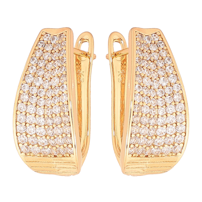 Сережки Xuping колір позолота 18K англійський замок інкрустація кристалами фото №1