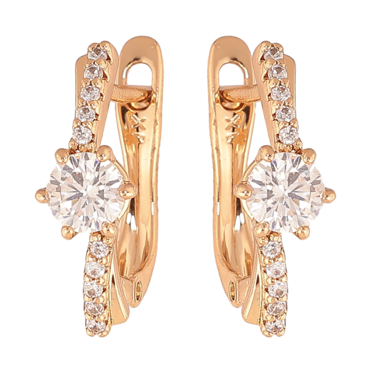 Сережки Xuping колір позолота 18K англійський замок візерунок з кристалами фото №17