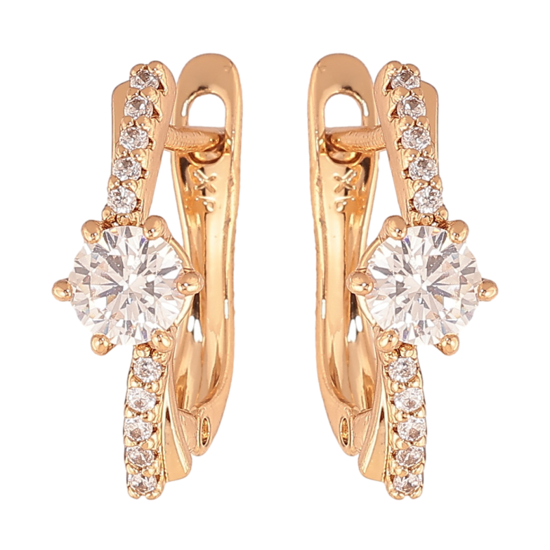 Серьги Xuping цвет позолота 18K английский замок узор с кристаллами фото №1