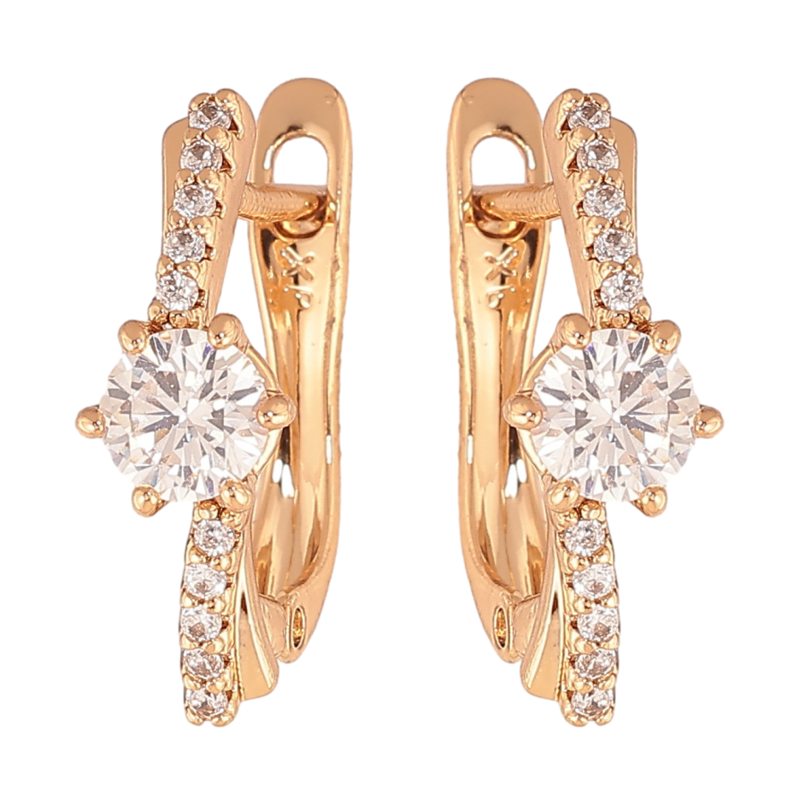 Сережки Xuping колір позолота 18K англійський замок візерунок з кристалами фото №1