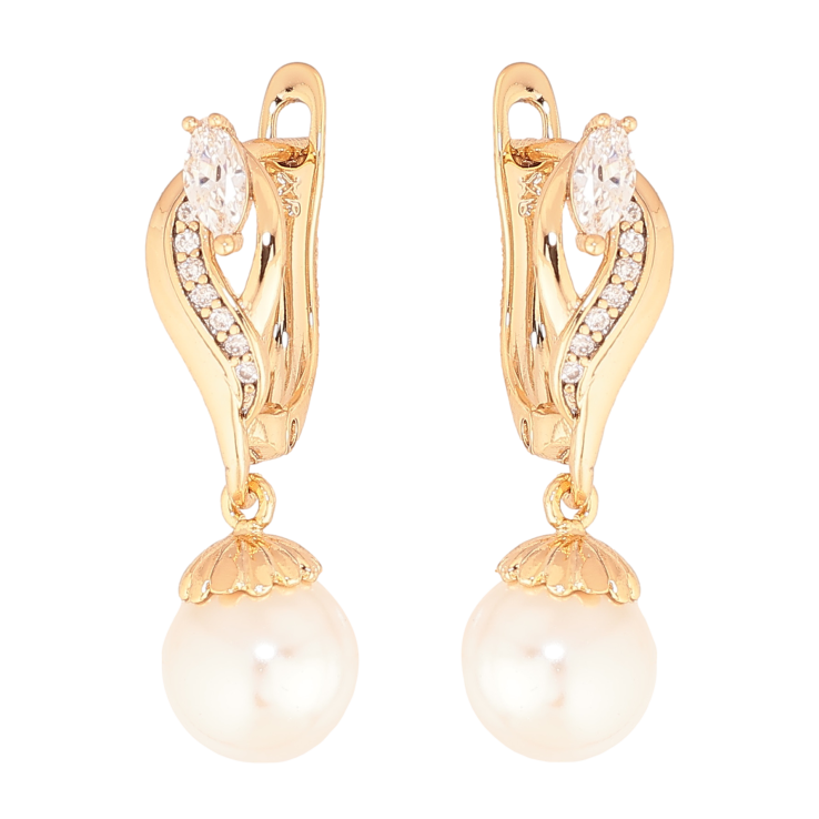 Серьги Xuping цвет позолота 18K английский замок жемчужные подвески фото №16 Серьги Xuping цвет позолота 18K английский замок жемчужные подвески фото №16