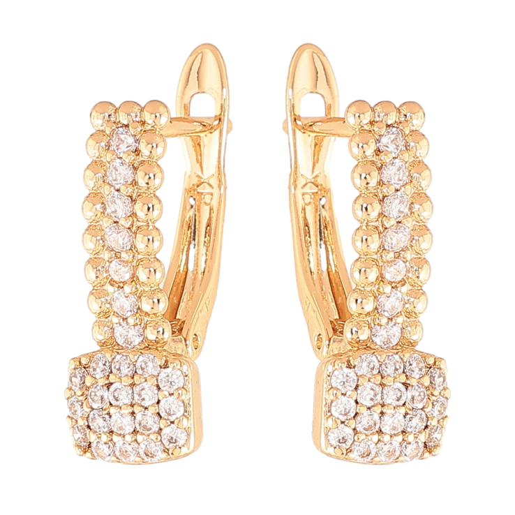 Сережки Xuping колір позолота 18K англійський замок інкрустація кристалами фото №15