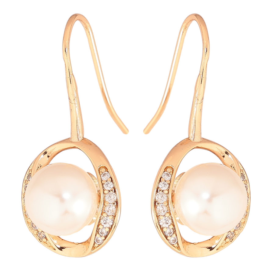 Сережки Xuping колір позолота 18K французький замок перлини в овалах фото №1