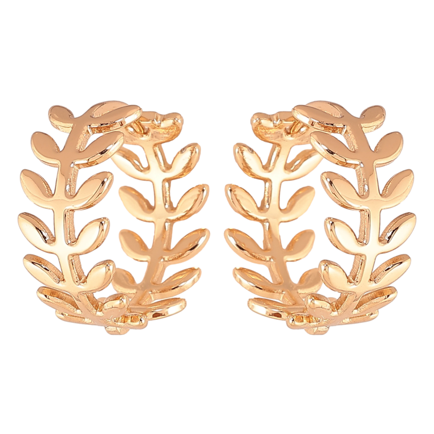 Серьги Xuping цвет позолота 18К колечки веточки фото №1