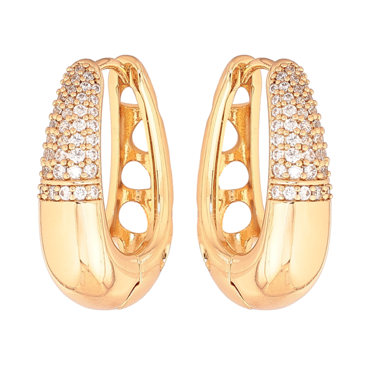 Сережки Xuping колір позолота 18К колечка інкрустація кристалами фото №8