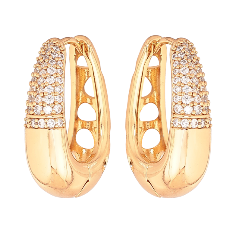 Сережки Xuping колір позолота 18К колечка інкрустація кристалами фото №1