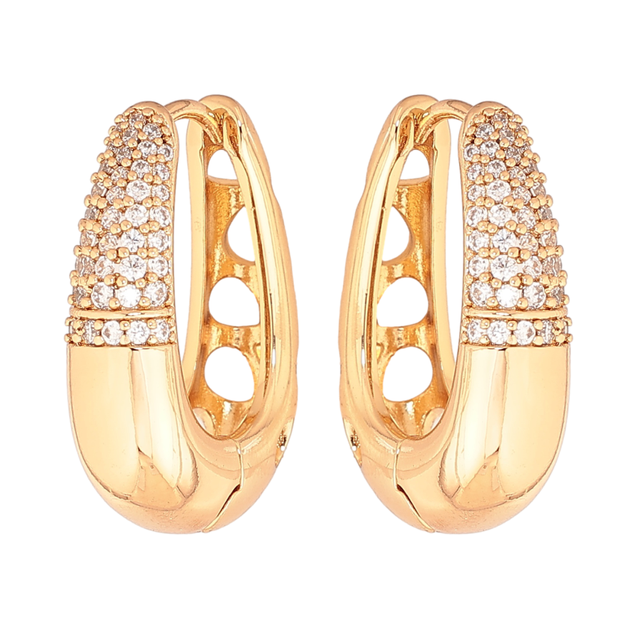 Сережки Xuping колір позолота 18К колечка інкрустація кристалами фото №1