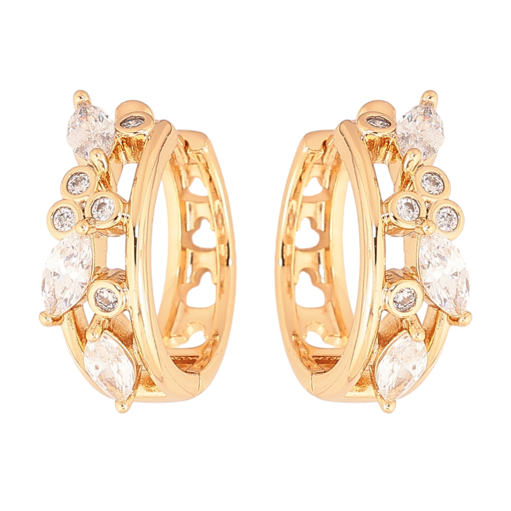 Серьги Xuping цвет позолота 18К колечки декоративный узор с кристаллами фото №11