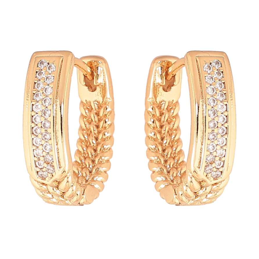 Серьги Xuping цвет позолота 18К колечки декоративный узор с кристаллами фото №1