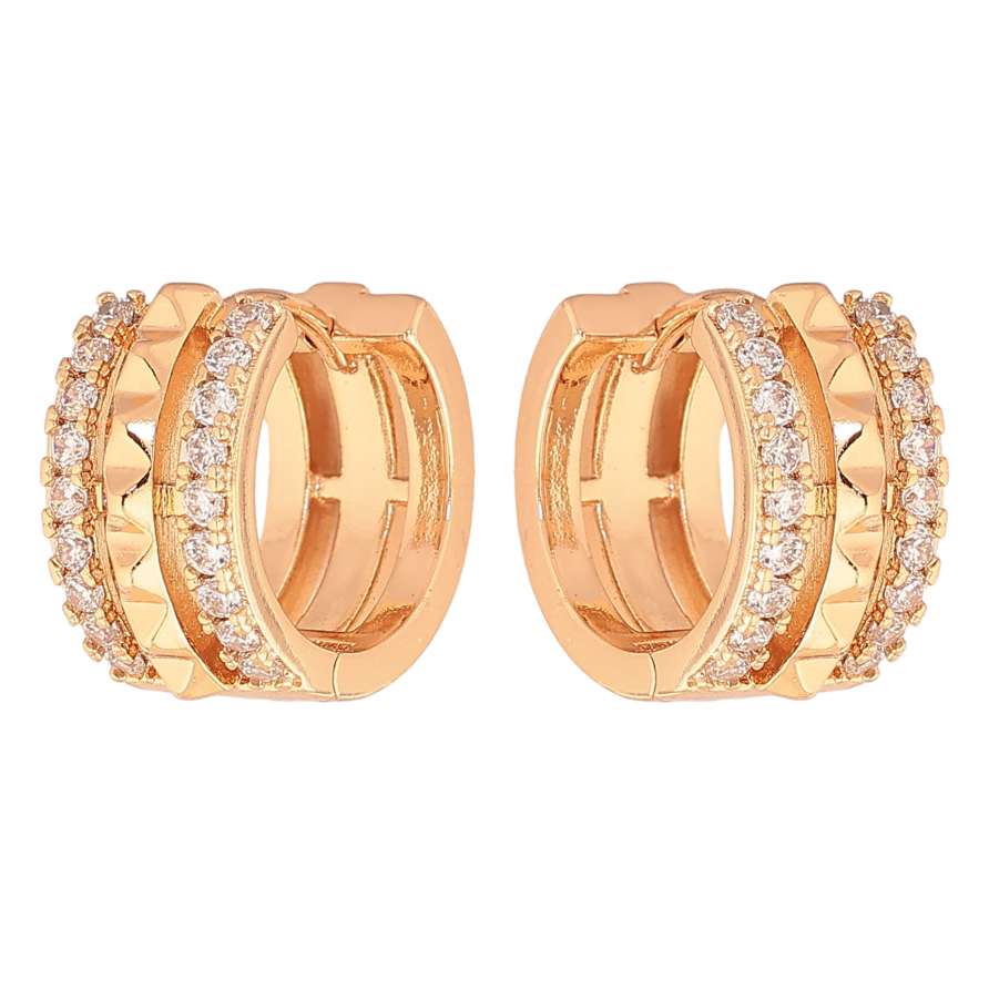 Серьги Xuping цвет позолота 18К колечки декоративный узор с кристаллами фото №1