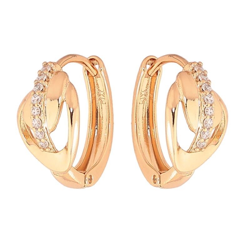 Серьги Xuping цвет позолота 18К колечки декоративный узор с кристаллами фото №1