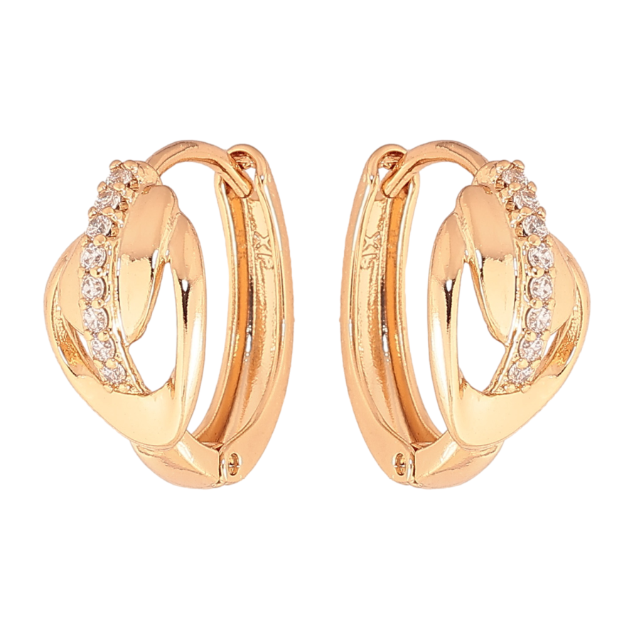 Серьги Xuping цвет позолота 18К колечки декоративный узор с кристаллами фото №1