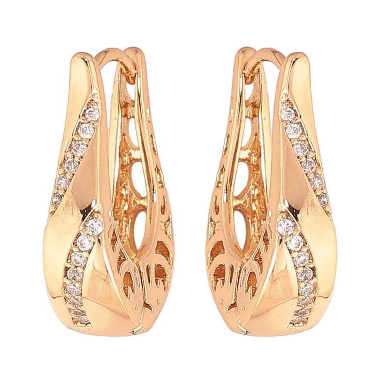 Серьги Xuping цвет позолота 18К колечки узор с кристаллами фото №1