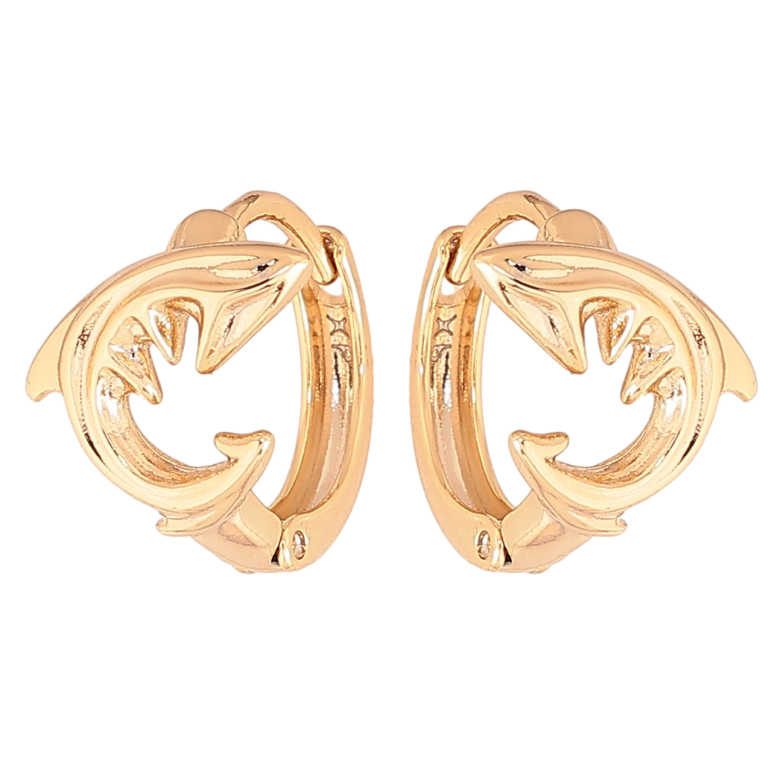 Серьги Xuping цвет позолота 18К колечки Акулы фото №1