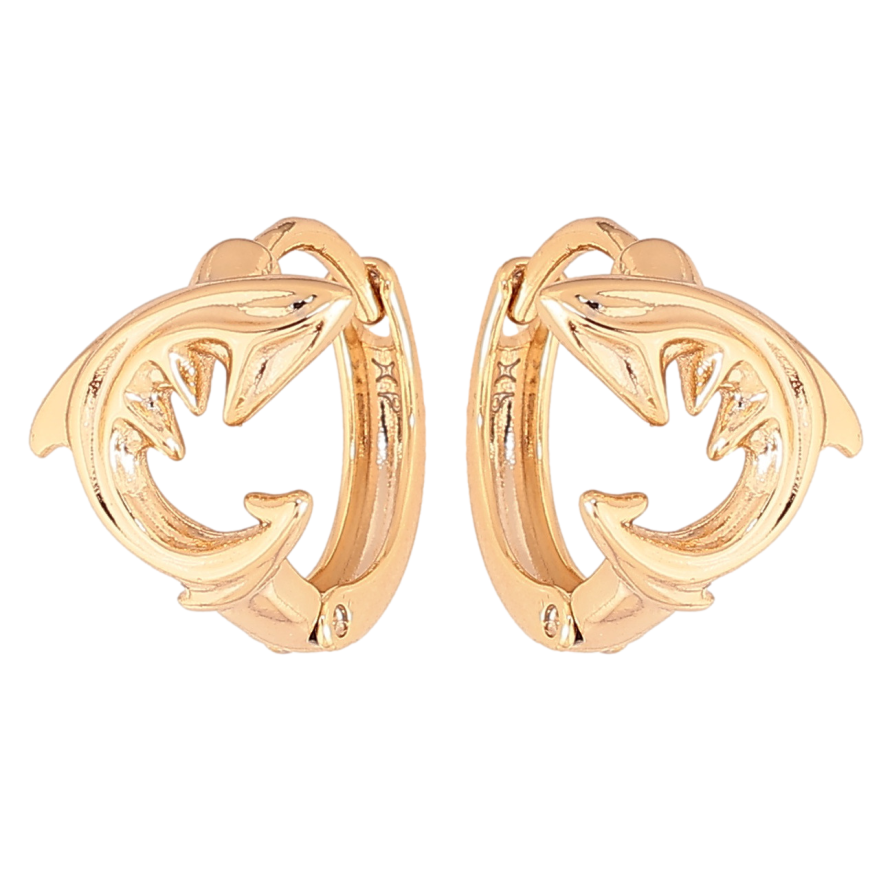 Серьги Xuping цвет позолота 18К колечки Акулы фото №1