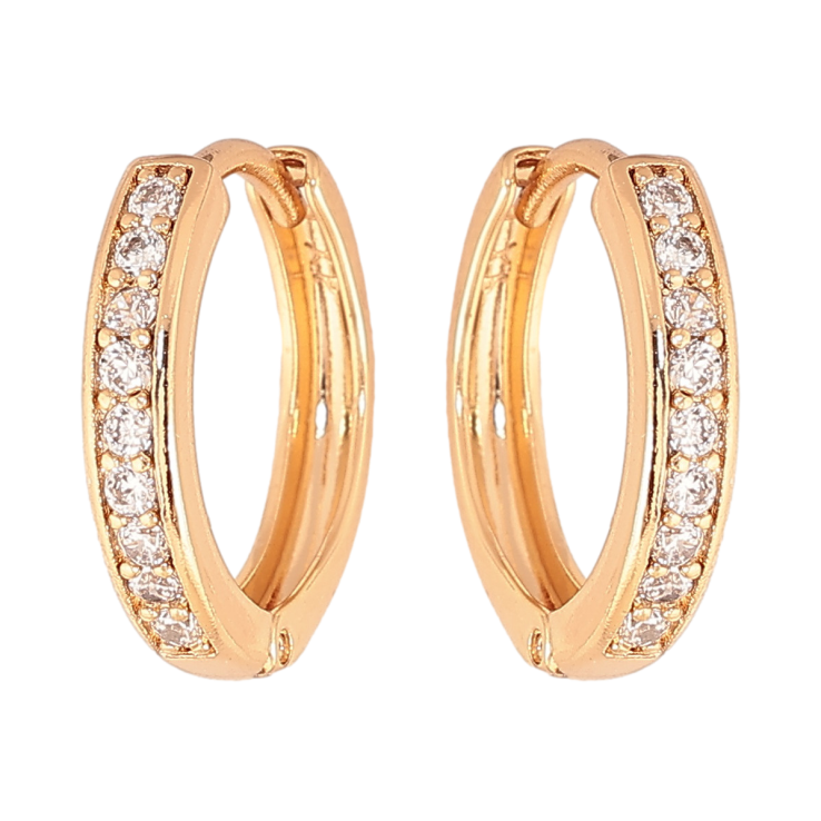 Серьги Xuping цвет позолота 18К колечки дорожки кристаллов фото №21