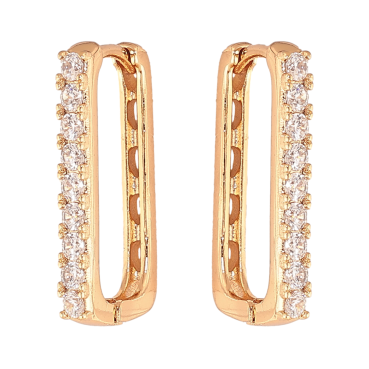 Сережки Xuping колір позолота 18К колечка доріжки кристаллів фото №6