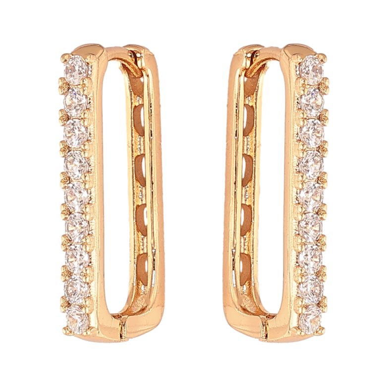 Сережки Xuping колір позолота 18К колечка доріжки кристаллів фото №4