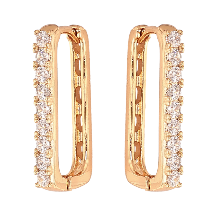 Сережки Xuping колір позолота 18К колечка доріжки кристаллів фото №1