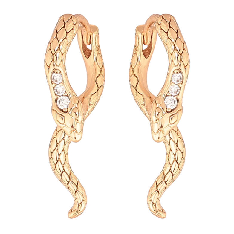 Серьги Xuping цвет позолота 18К колечки змейки фото №1