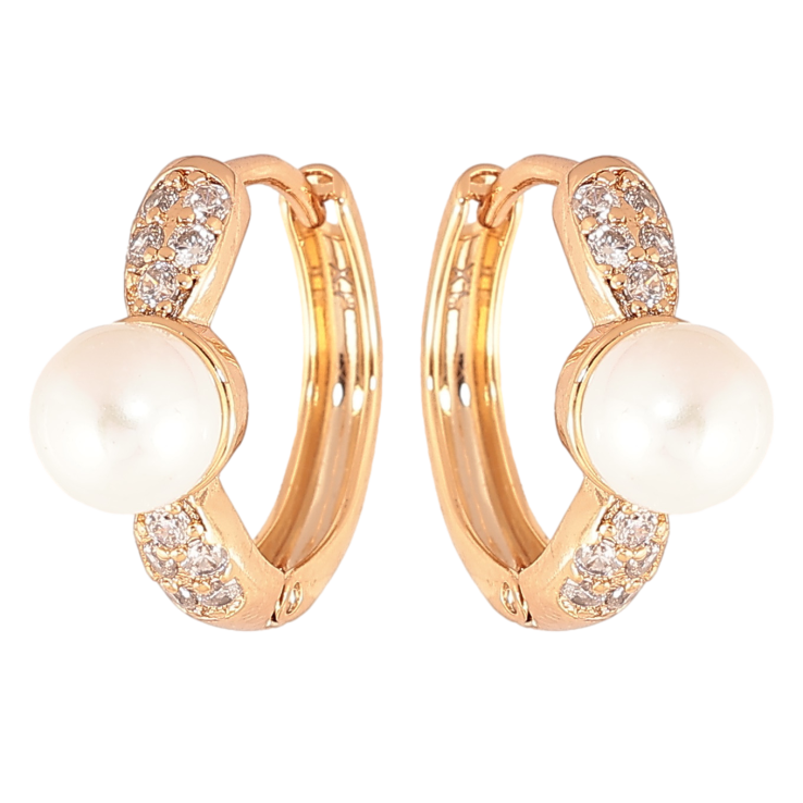 Сережки Xuping колір позолота 18К колечка візерунок з перлинами та кристалами фото №19