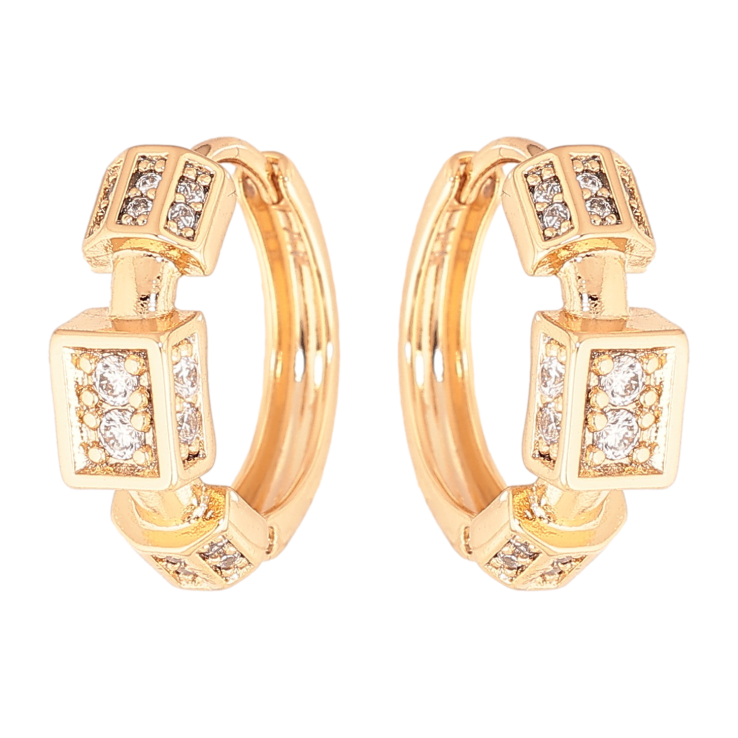 Сережки Xuping колір позолота 18К колечка візерунок з кристалами фото №16