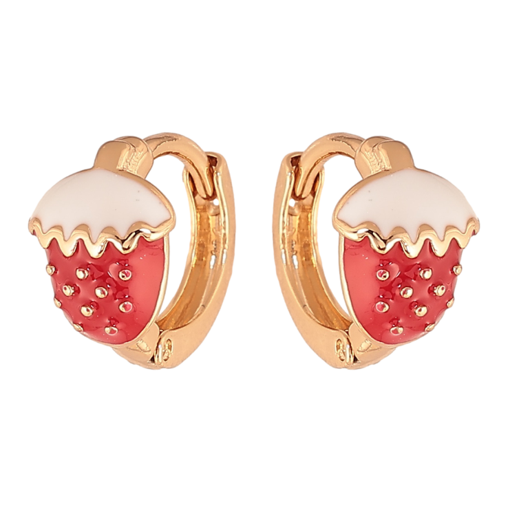 Сережки Xuping колір позолота 18К колечка полунички з червоно-білою емаллю фото №17 Сережки Xuping колір позолота 18К колечка полунички з червоно-білою емаллю фото №17