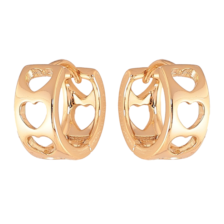 Серьги Xuping цвет позолота 18К колечки узор сердечки фото №16