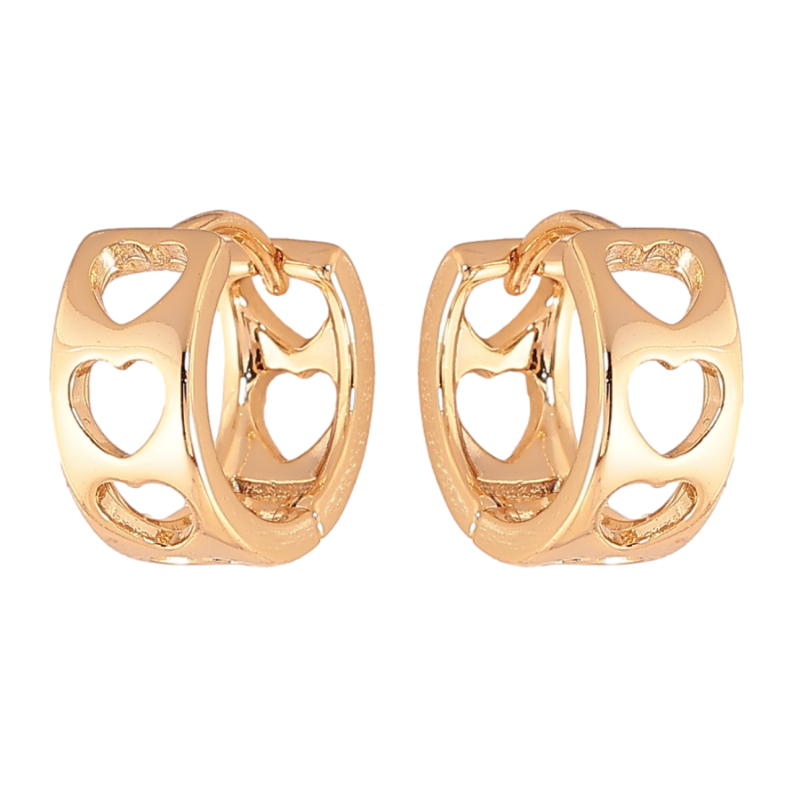 Серьги Xuping цвет позолота 18К колечки узор сердечки фото №1