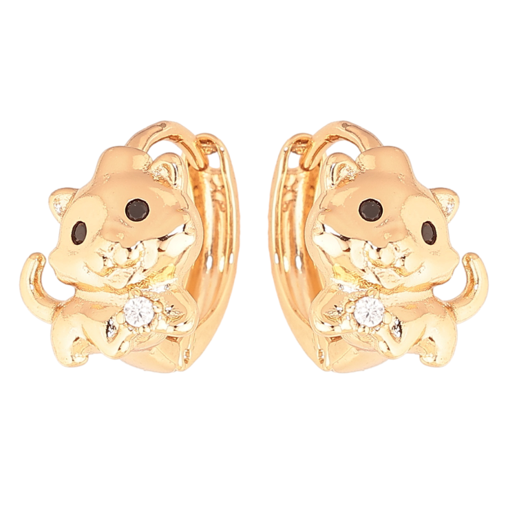 Сережки Xuping колір позолота 18К колечка кошенята із вставками кристалів фото №16 Сережки Xuping колір позолота 18К колечка кошенята із вставками кристалів фото №16