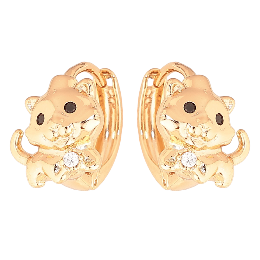 Сережки Xuping колір позолота 18К колечка кошенята із вставками кристалів фото №1