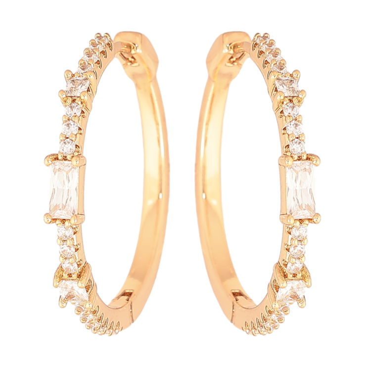 Сережки Xuping колір позолота 18К колечка доріжки кристалів фото №24