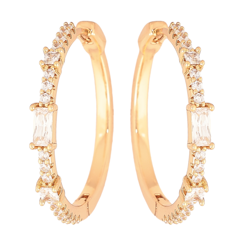 Сережки Xuping колір позолота 18К колечка доріжки кристалів фото №5