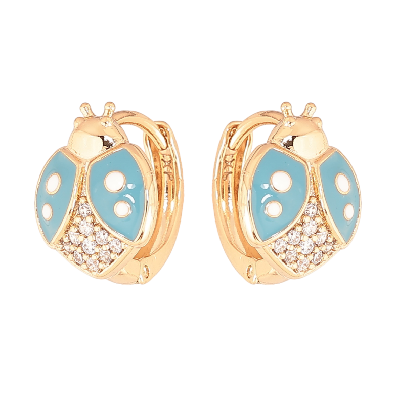 Сережки Xuping колір позолота 18К колечка сонечка з блакитною емаллю і кристалами фото №2 Сережки Xuping колір позолота 18К колечка сонечка з блакитною емаллю і кристалами фото №2