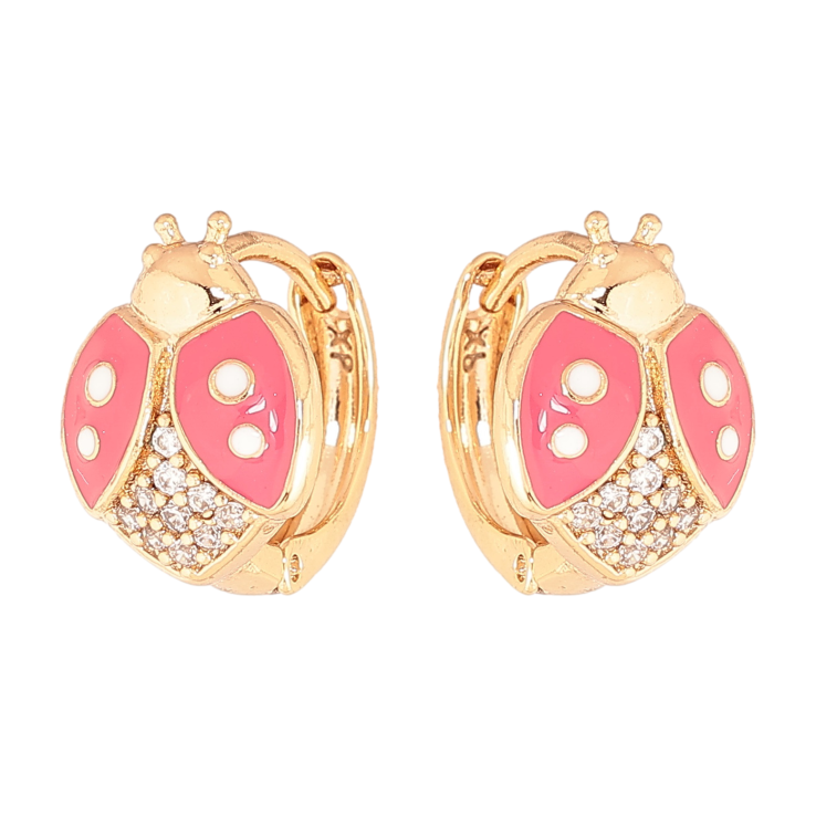 Сережки Xuping колір позолота 18К колечка сонечка з рожевою емаллю і кристалами фото №14 Сережки Xuping колір позолота 18К колечка сонечка з рожевою емаллю і кристалами фото №14