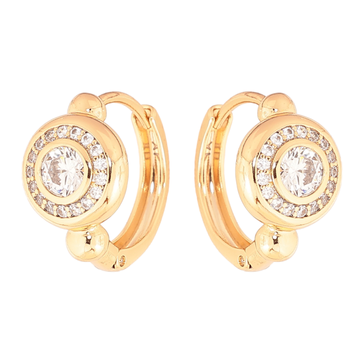 Серьги Xuping цвет позолота 18К колечки узор с кристаллами фото №15