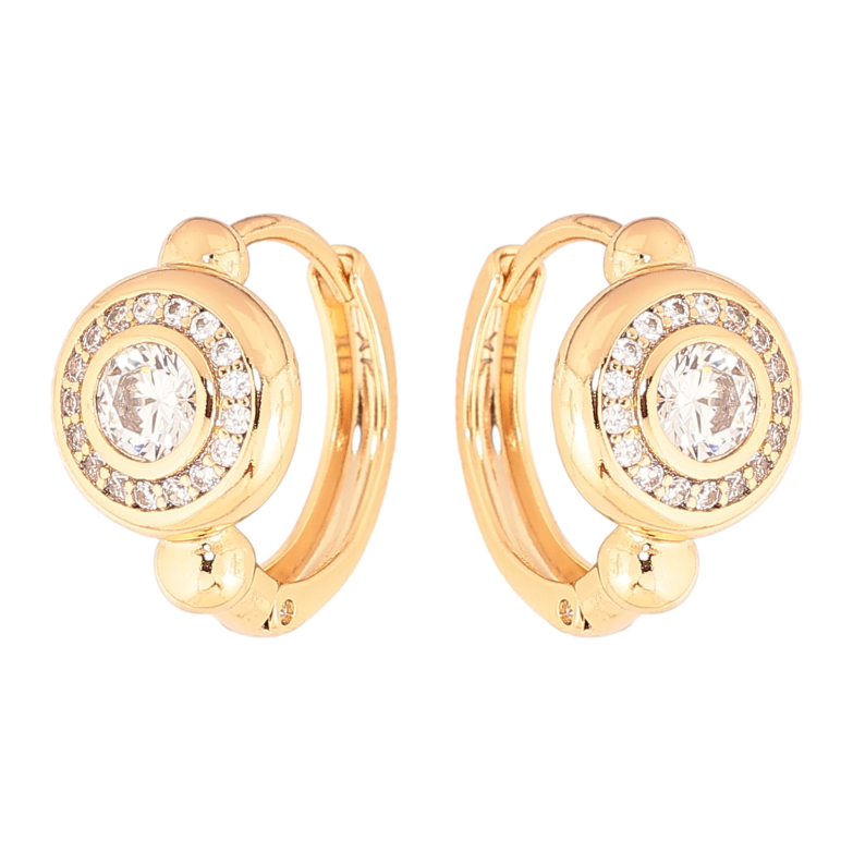 Сережки Xuping колір позолота 18К колечка візерунок з кристалами фото №3