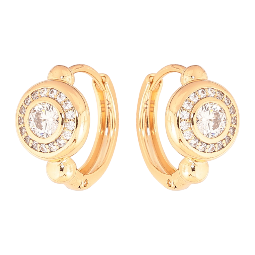 Серьги Xuping цвет позолота 18К колечки узор с кристаллами фото №1