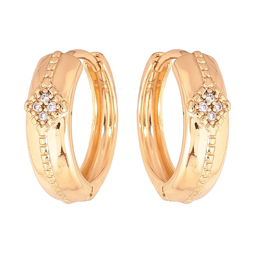 Сережки Xuping колір позолота 18К колечка візерунок з кристалами фото №1