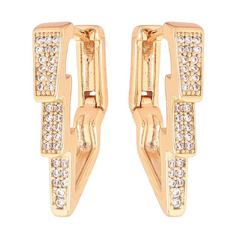 Серьги Xuping цвет позолота 18К колечки узор молния с инкрустацией кристаллами фото №1 Серьги Xuping цвет позолота 18К колечки узор молния с инкрустацией кристаллами фото №1