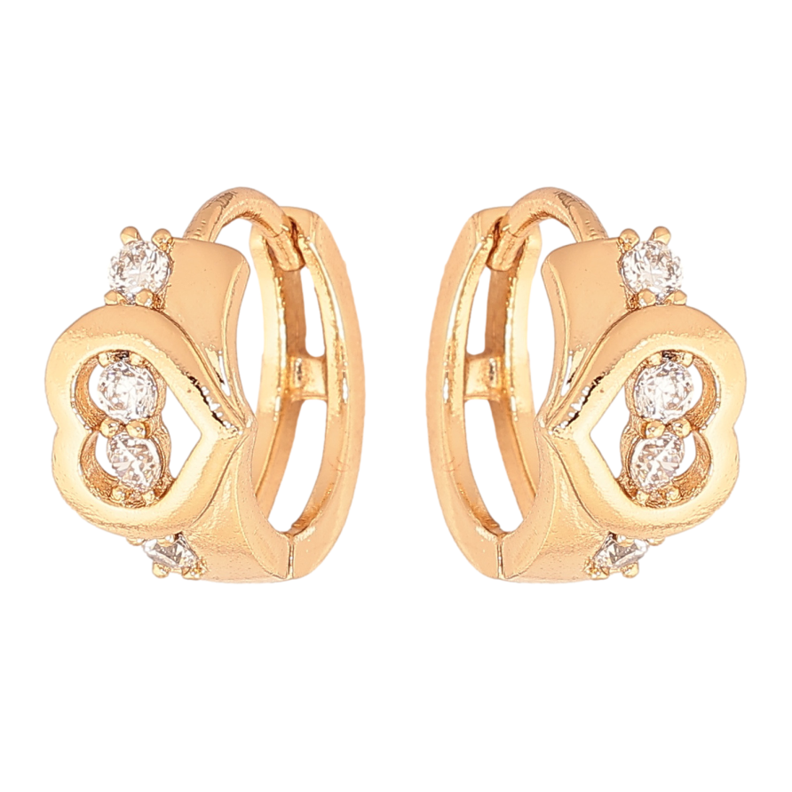Серьги Xuping цвет позолота 18К колечки узор сердечки с кристаллами фото №1