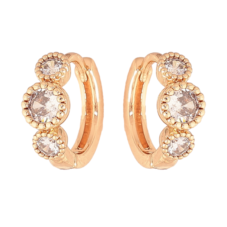 Серьги Xuping цвет позолота 18К колечки узор с кристаллами фото №5