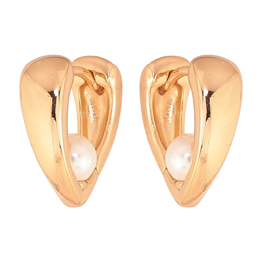 Серьги Xuping цвет позолота 18К колечки узор с жемчужинами фото №1 Серьги Xuping цвет позолота 18К колечки узор с жемчужинами фото №1