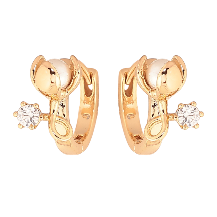 Сережки Xuping колір позолота 18К колечка перлинні бутони з кристалами фото №13