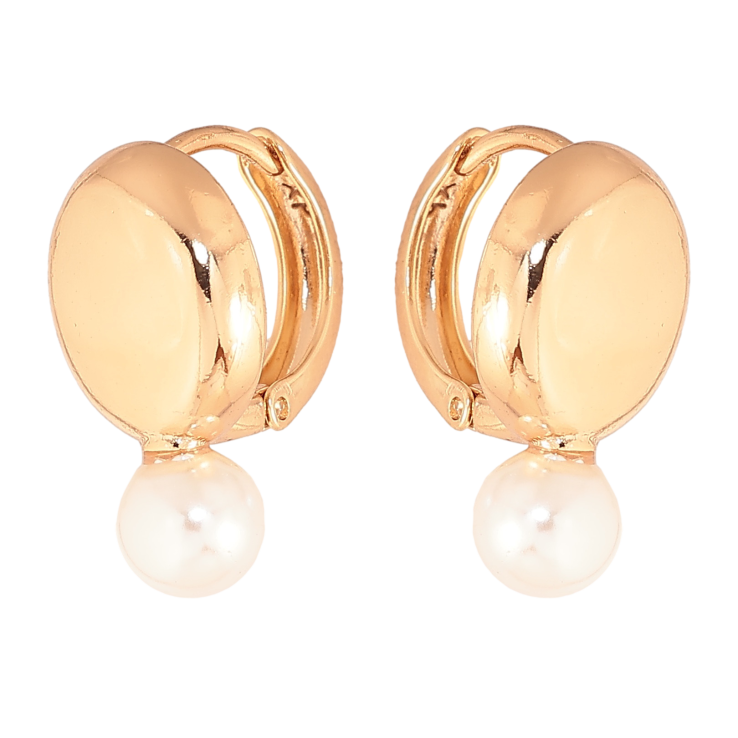 Сережки Xuping колір позолота 18К колечка візерунок з перлинами фото №9